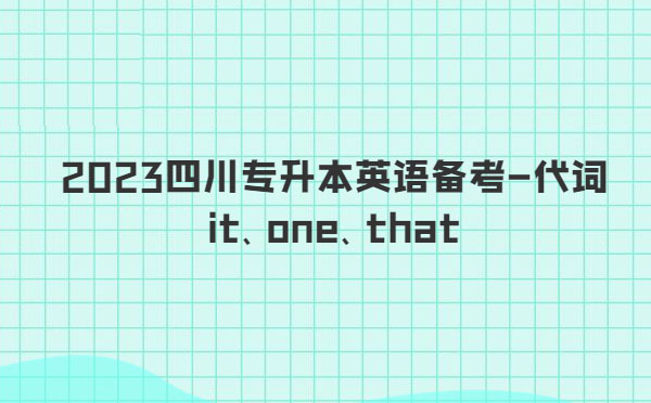 2023四川專升本英語(yǔ)備考-代詞it、one、that