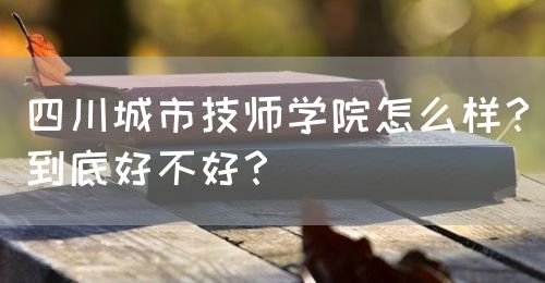 四川城市技師學(xué)院怎么樣？到底好不好？(圖1)