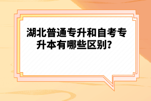 湖北普通專升和自考專升本有哪些區(qū)別？