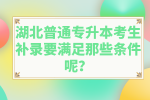 湖北普通專升本考生補(bǔ)錄要滿足那些條件呢？