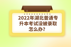 2022年湖北普通專升本考試沒被錄取怎么辦？