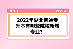 2022年湖北普通專升本有哪些院校新增專業(yè)？