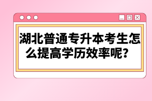 湖北普通專(zhuān)升本考生怎么提高學(xué)歷效率呢？