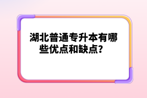湖北普通專升本有哪些優(yōu)點和缺點？