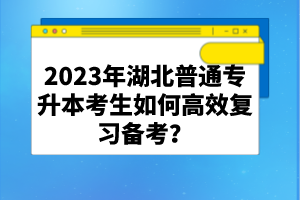 2023年湖北普通專升本考生如何高效復(fù)習(xí)備考？