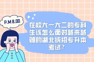 在校大一大二的?？粕撛趺疵鎸?duì)越來越難的湖北統(tǒng)招專升本考試？