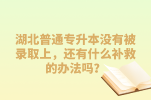 湖北普通專(zhuān)升本沒(méi)有被錄取上，還有什么補(bǔ)救的辦法嗎？