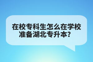 在校?？粕趺丛趯W校準備湖北專升本？